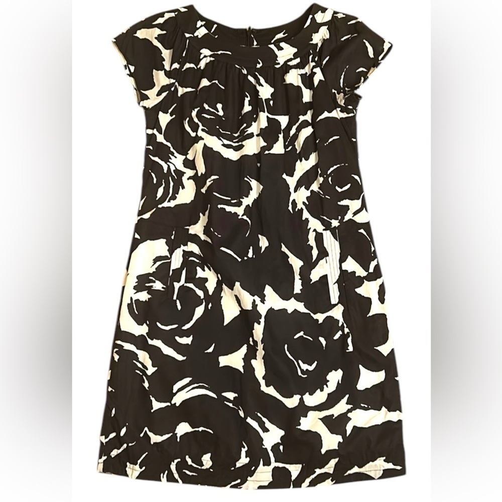 J. Crew Floral Black & White with Pockets Cap Sleeve Dress Women’s Size 0
